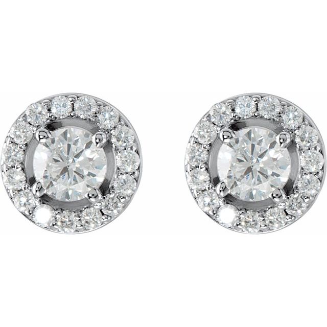 14K 7/8 CTW Natural Diamond Halo-Style Earrings