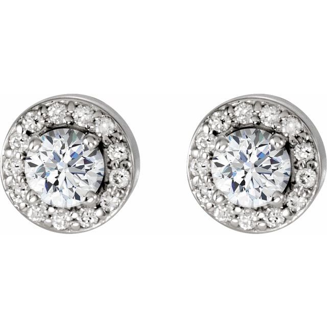 14K 3/8 CTW Natural Diamond Halo-Style Earrings