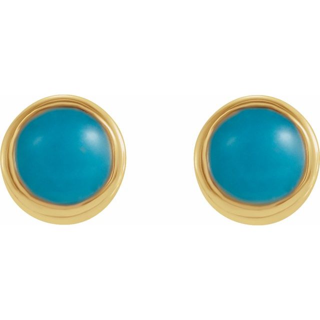 14K Natural Turquoise Bezel-Set Earrings