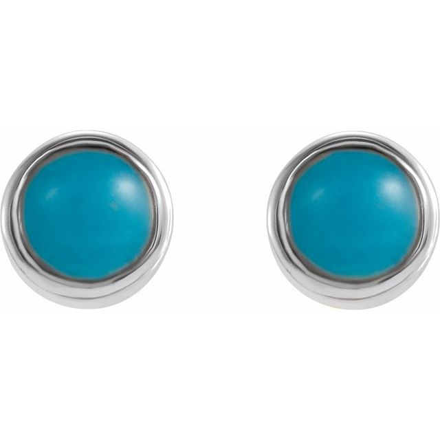 14K Natural Turquoise Bezel-Set Earrings