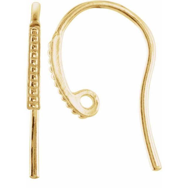 14K Granulated Design Bishop Hook Ear Wire