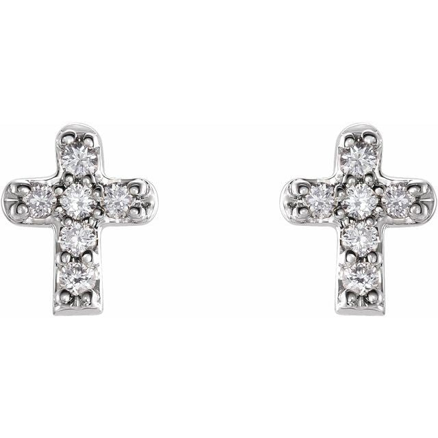 14K .06 CTW Natural Diamond Youth Cross Earrings