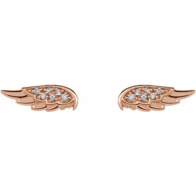 14K .03 CTW Natural Diamond Angel Wing Earrings