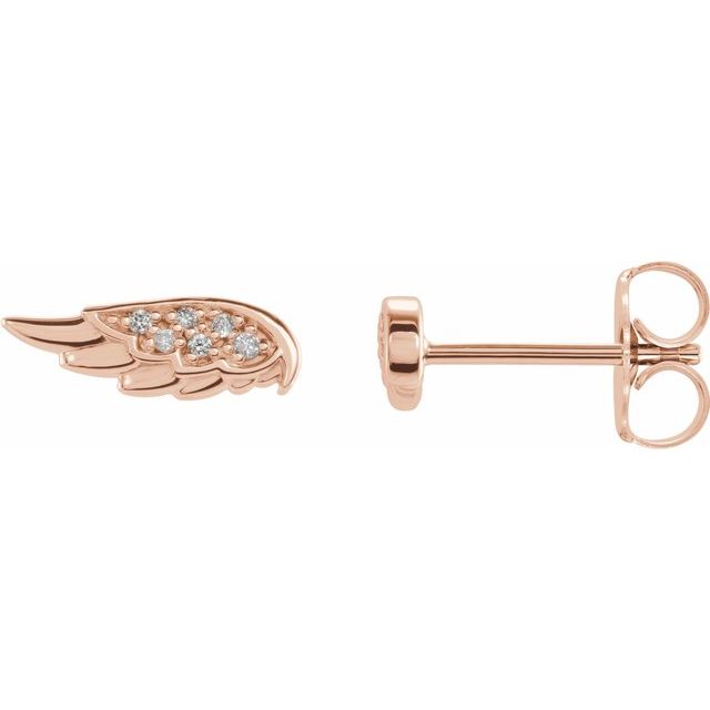 14K .03 CTW Natural Diamond Angel Wing Earrings