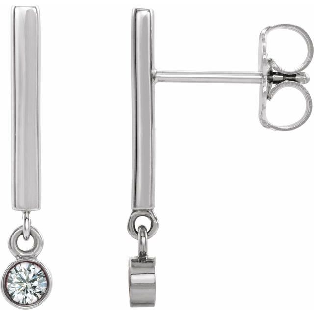 14K 1/8 CTW Natural Diamond Bar Dangle Earrings - VS F+ Canadamark®