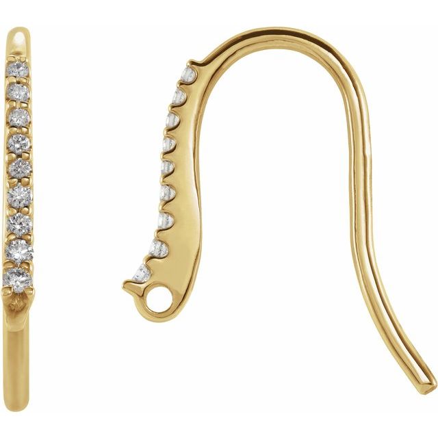 14K .06 CTW Natural Diamond Bishop Hook Earring Top