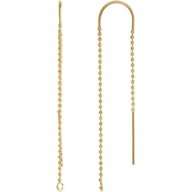 14K Diamond-Cut Bead Chain Ear Threader