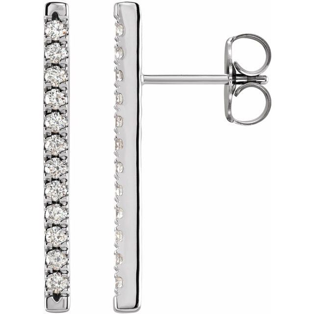 14K 1/3 CTW Natural Diamond French-Set Bar Earrings