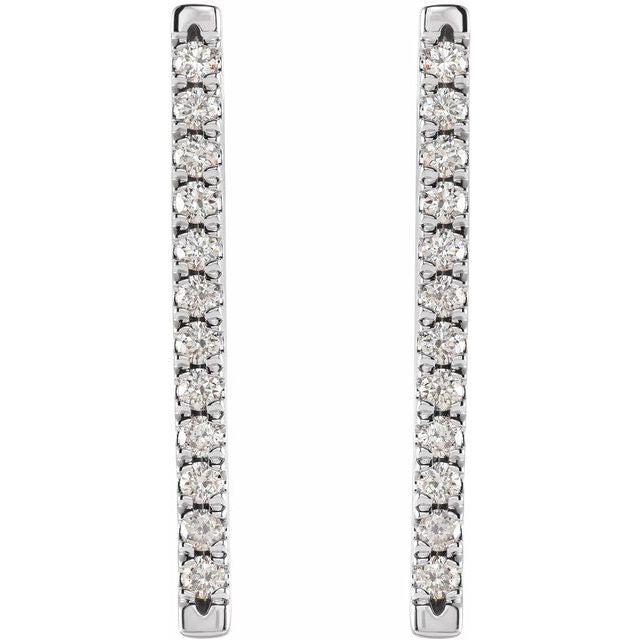 14K 1/3 CTW Natural Diamond French-Set Bar Earrings