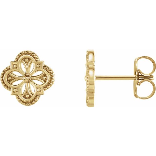 14K Vintage-Inspired Clover Earrings