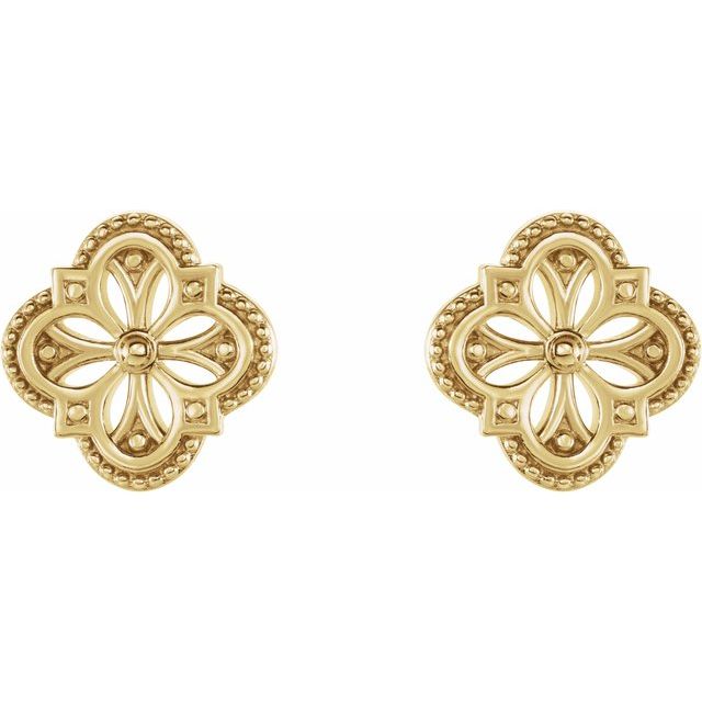 14K Vintage-Inspired Clover Earrings