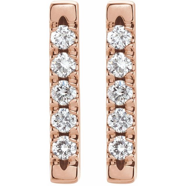 14K 1/8 CTW Natural Diamond French-Set Bar Earrings
