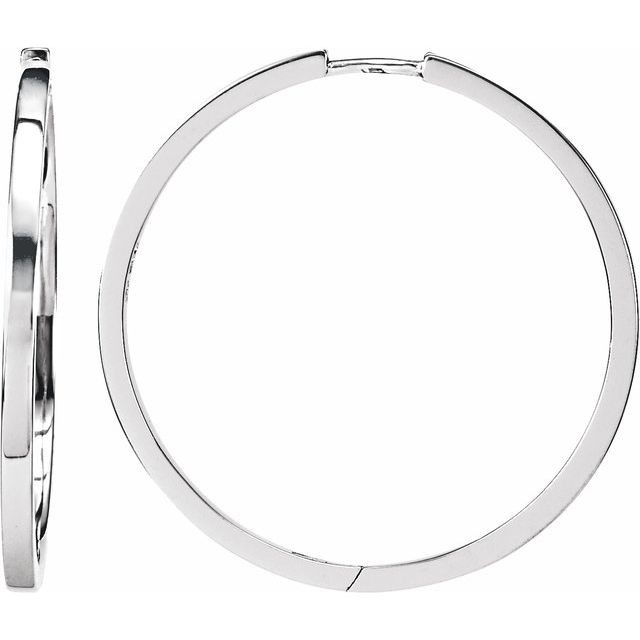 Sterling Silver Square Tube Hinged Hoop Earrings