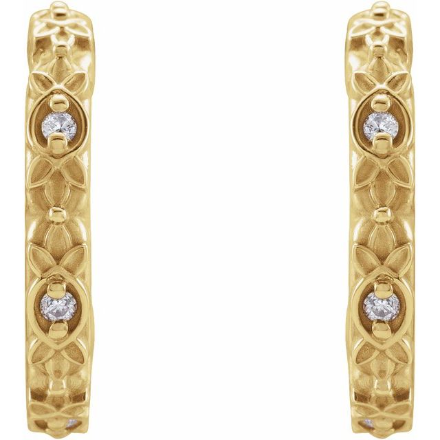 14K .04 CTW Natural Diamond Vintage-Inspired J-Hoop Earrings