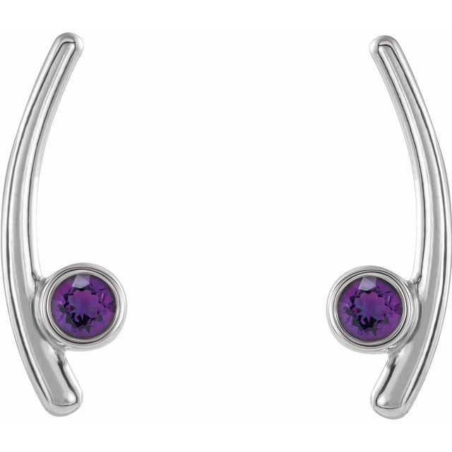 14K Natural Amethyst Ear Climbers
