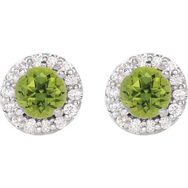 14K Natural Peridot & 1/4 CTW Natural Diamond Earrings