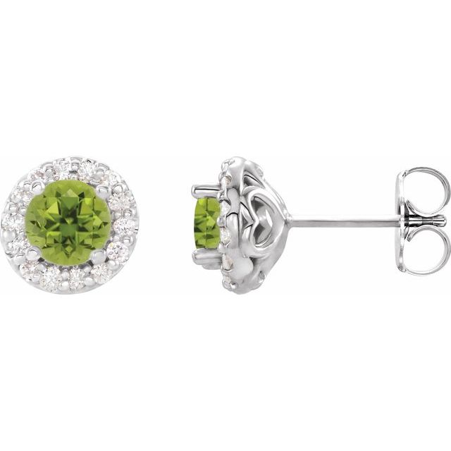 14K Natural Peridot & 1/4 CTW Natural Diamond Earrings