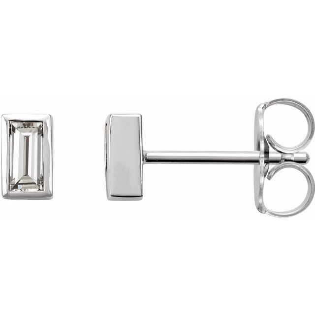 14K .08 CTW Natural Diamond Bezel-Set Earrings