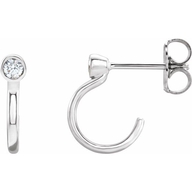 14K 0.06 CTW Natural Diamond Huggie J-Hoop Earring