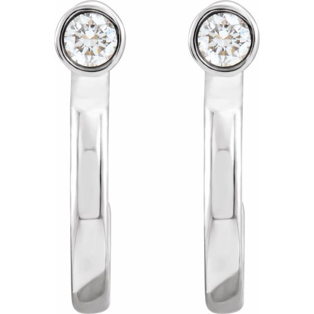 14K 0.06 CTW Natural Diamond Huggie J-Hoop Earring