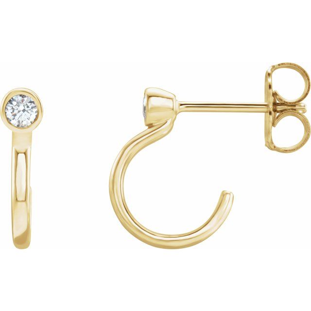 14K 0.06 CTW Natural Diamond Huggie J-Hoop Earring