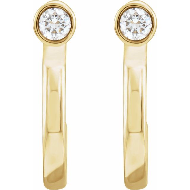 14K 0.06 CTW Natural Diamond Huggie J-Hoop Earring