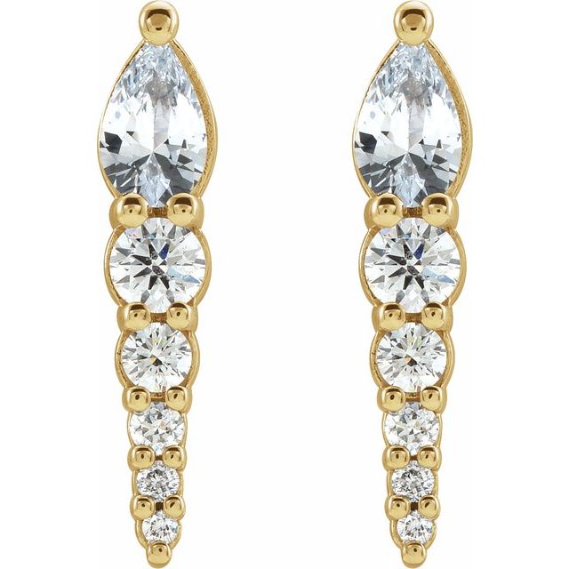 14K Natural Sapphire & 1/4 CTW Natural Diamond Earrings