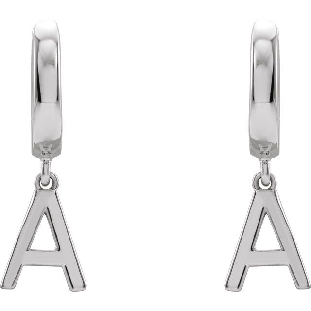 14K Initial A Hinged Huggie Earring