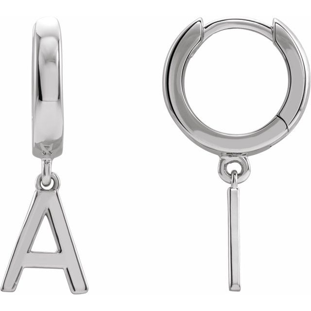 14K Initial A Hinged Huggie Earring