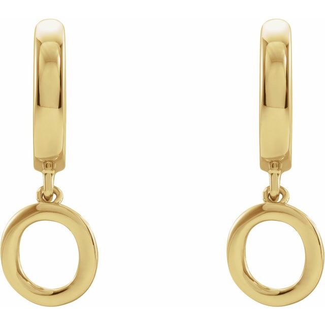 14K Initial O Hinged Huggie Earring
