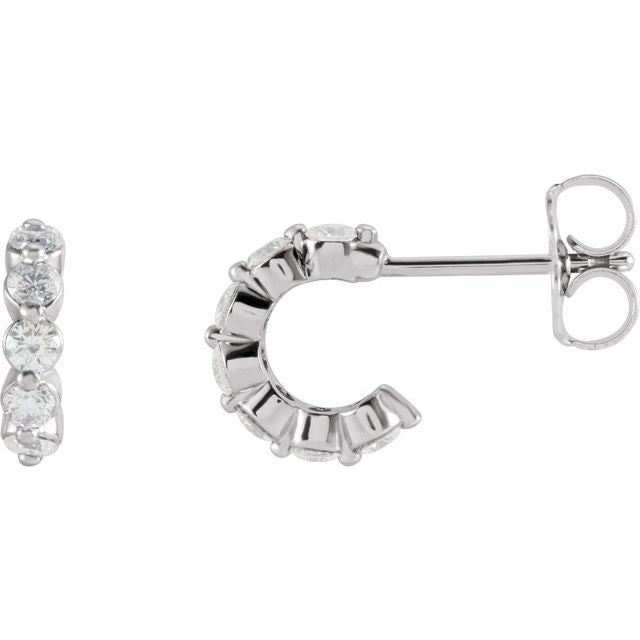 14K 3/8 CTW Natural Diamond Hoop Earrings