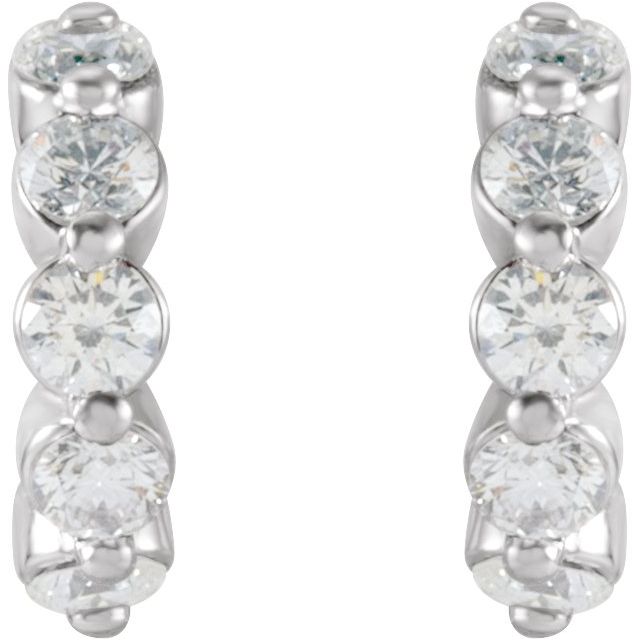 14K 3/8 CTW Natural Diamond Hoop Earrings
