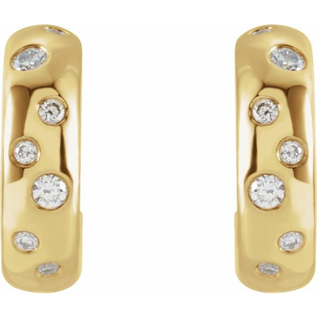 14K 1/10 CTW Natural Diamond Hoop Earrings