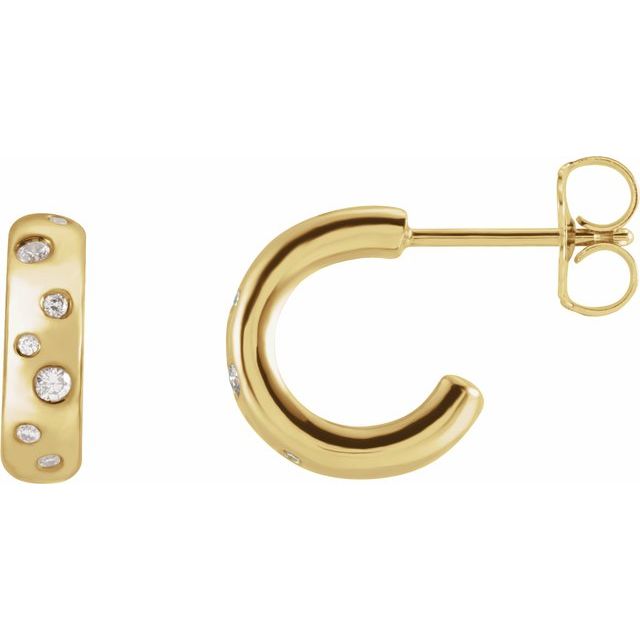 14K 1/10 CTW Natural Diamond Hoop Earrings
