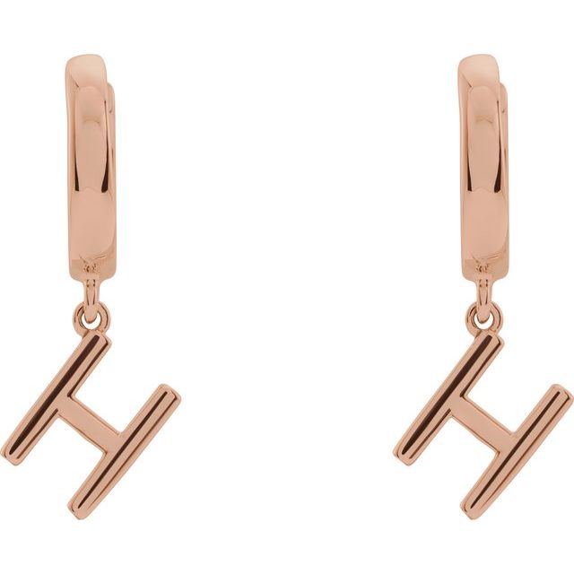 14K Initial H Hinged Huggie Earring