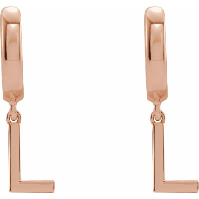 14K Initial L Hinged Huggie Earring
