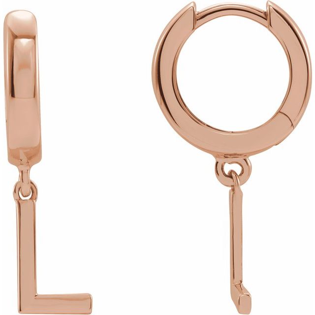 14K Initial L Hinged Huggie Earring