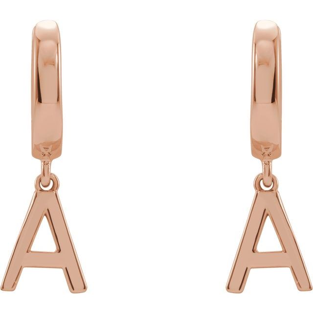 14K Initial A Hinged Huggie Earring