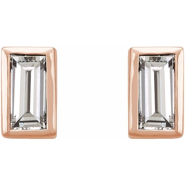 14K .08 CTW Natural Diamond Bezel-Set Earrings