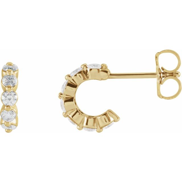 14K 3/8 CTW Natural Diamond Hoop Earrings