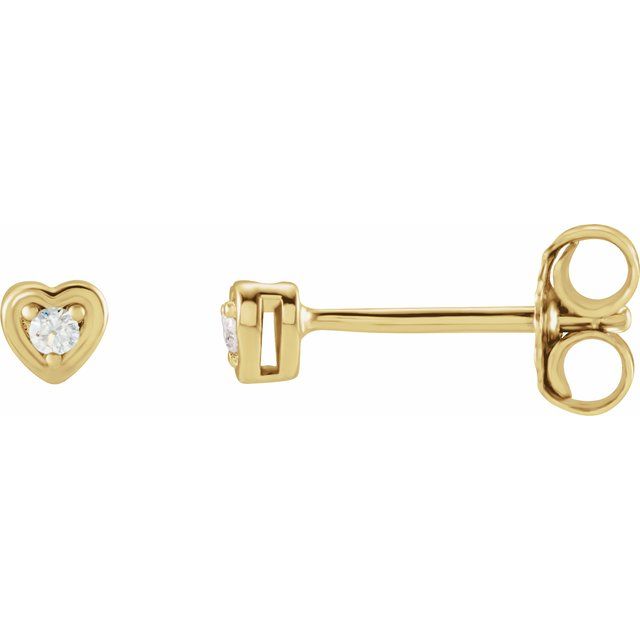 14K .03 CTW Natural Diamond Youth Heart Earrings