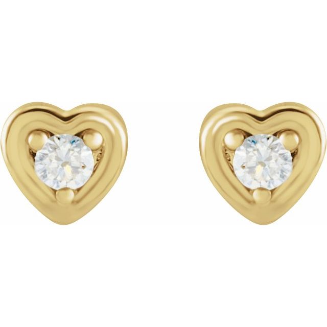 14K .03 CTW Natural Diamond Youth Heart Earrings