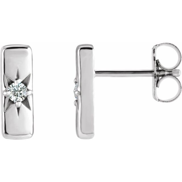 14K .07 CTW Lab-Grown Diamond Bar Earrings