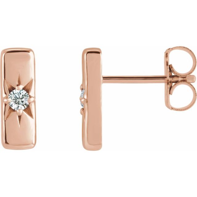 14K .07 CTW Lab-Grown Diamond Bar Earrings