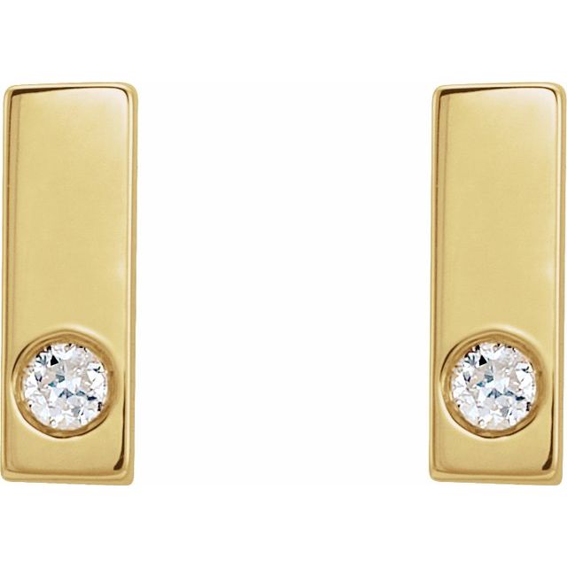 14K .03 CTW Natural Diamond Bar Earring