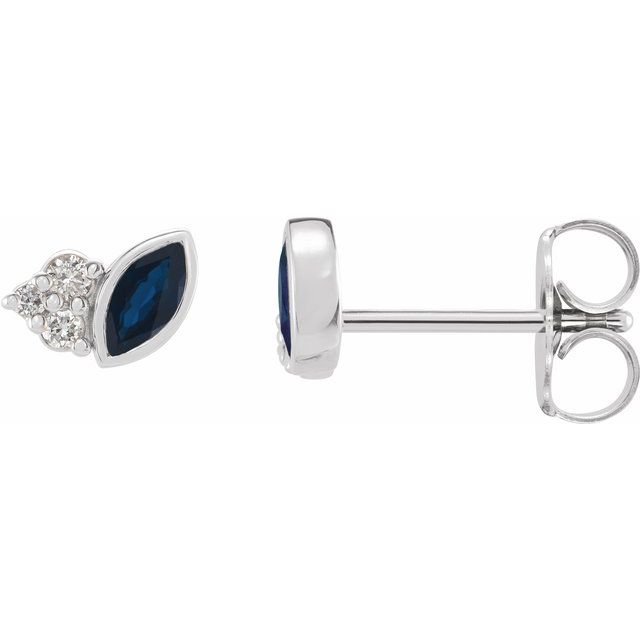 14K Natural Blue Sapphire & .05 CTW Natural Diamond Earrings