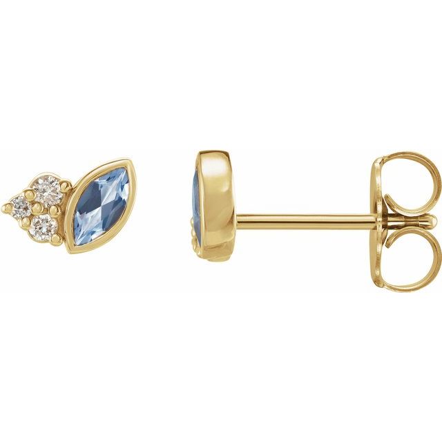 14K Natural Aquamarine & .05 CTW Natural Diamond Earrings