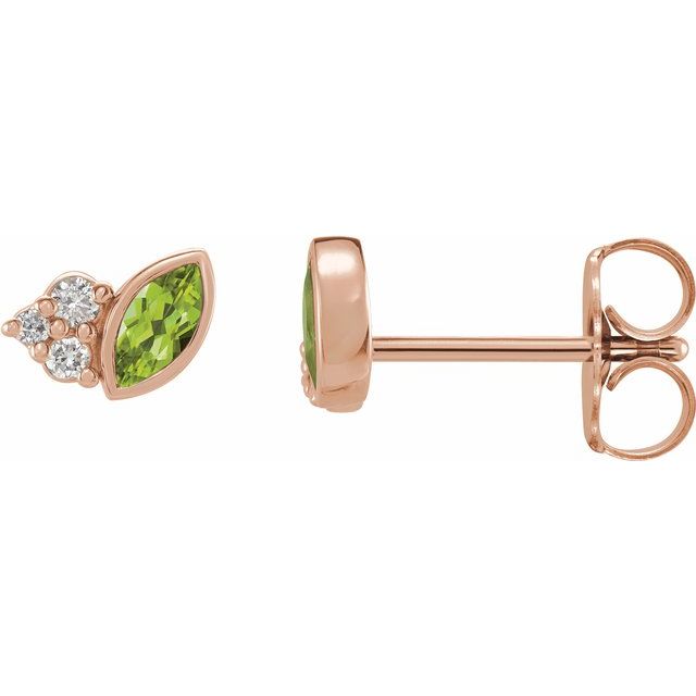 14K Natural Peridot & .05 CTW Natural Diamond Earrings