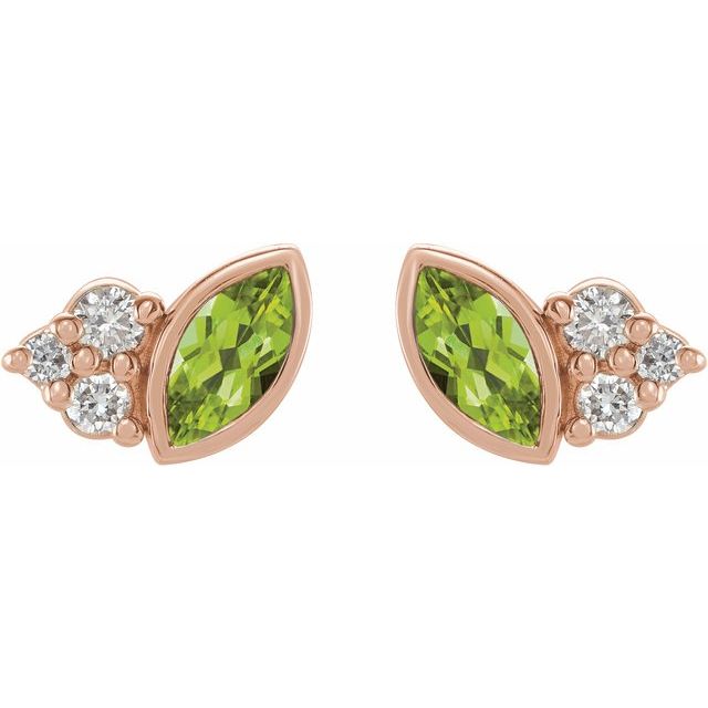 14K Natural Peridot & .05 CTW Natural Diamond Earrings