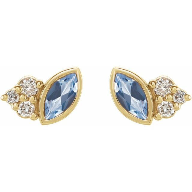 14K Natural Aquamarine & .05 CTW Natural Diamond Earrings
